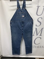 Mens Round House Denim Jeans Carpenters Bib Overalls True Size 50X31.   000189