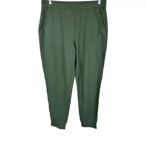 Denim & Co. Women's Active Petite French Terry Joggers Pants Dark Olive 2XP Size - Picture 1 of 2