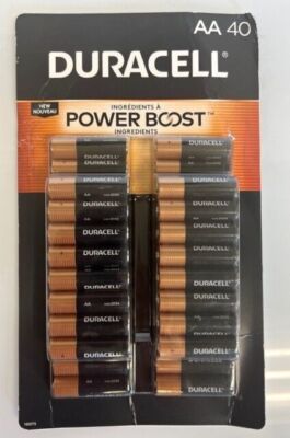Pack of 40 Duracell Coppertop Alkaline AA Batteries Power Boost Exp Mar 2037