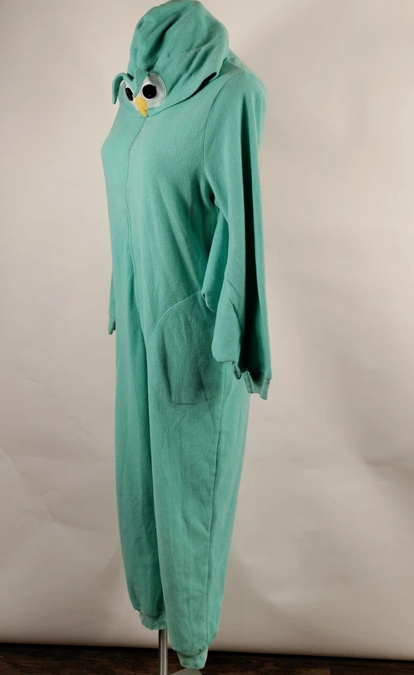 Nick & Nora 中号海贼王睡衣薄荷绿色猫头鹰连帽拉链翼袖 — 第 2/4 张图片