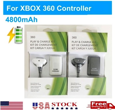 1- 2Set Rechargeable Battery Charger Cable Dock for Xbox 360 Wireless Controller