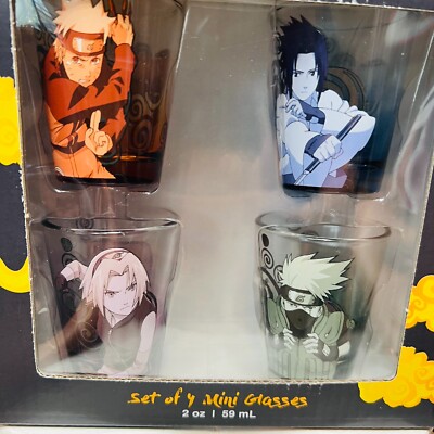Naruto Shippuden Shot Glass Set Kakashi, Sasuke, Sakura 2oz | eBay