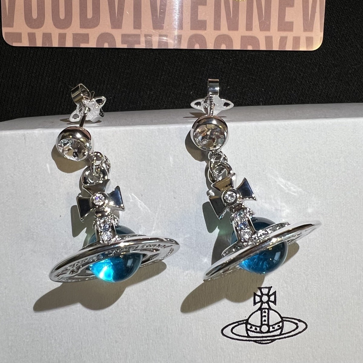 021001 Vivienne Westwood calypso オーブ Vivienne Westwood Blue Orb Earrings Silver Tone~A64 | eBay