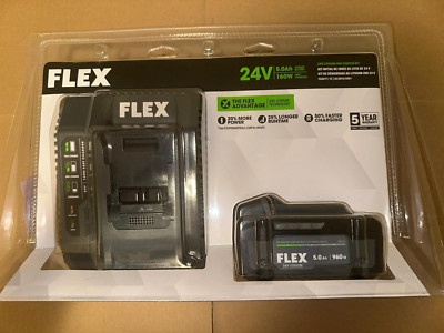 Brand New Flex FX0411-1C 24V 5.0Ah Lithium-Ion Starter Kit Battery and Charger