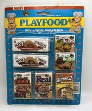 Vintage 1987 Playfood Cereals and Cookies  7 Pieces  NASTA  New  Sealed 