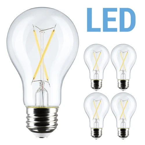 4 Pack Satco S12461 LED Filament 5W =40W A19 Medium E26 Clear 3000K Soft White - Picture 1 of 11