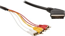 Image of 1.5m Scart Plug (Input) to (Output) 6x RCA Phono Male Plugs Lead Cable