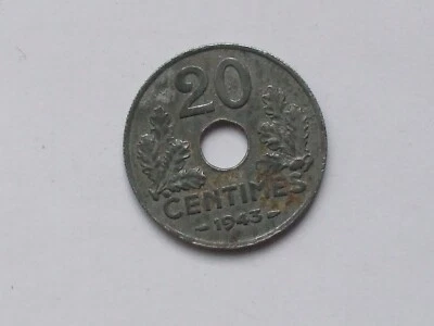 piece de monnaie 20 centimes 1943 etat francais - Photo 1/2