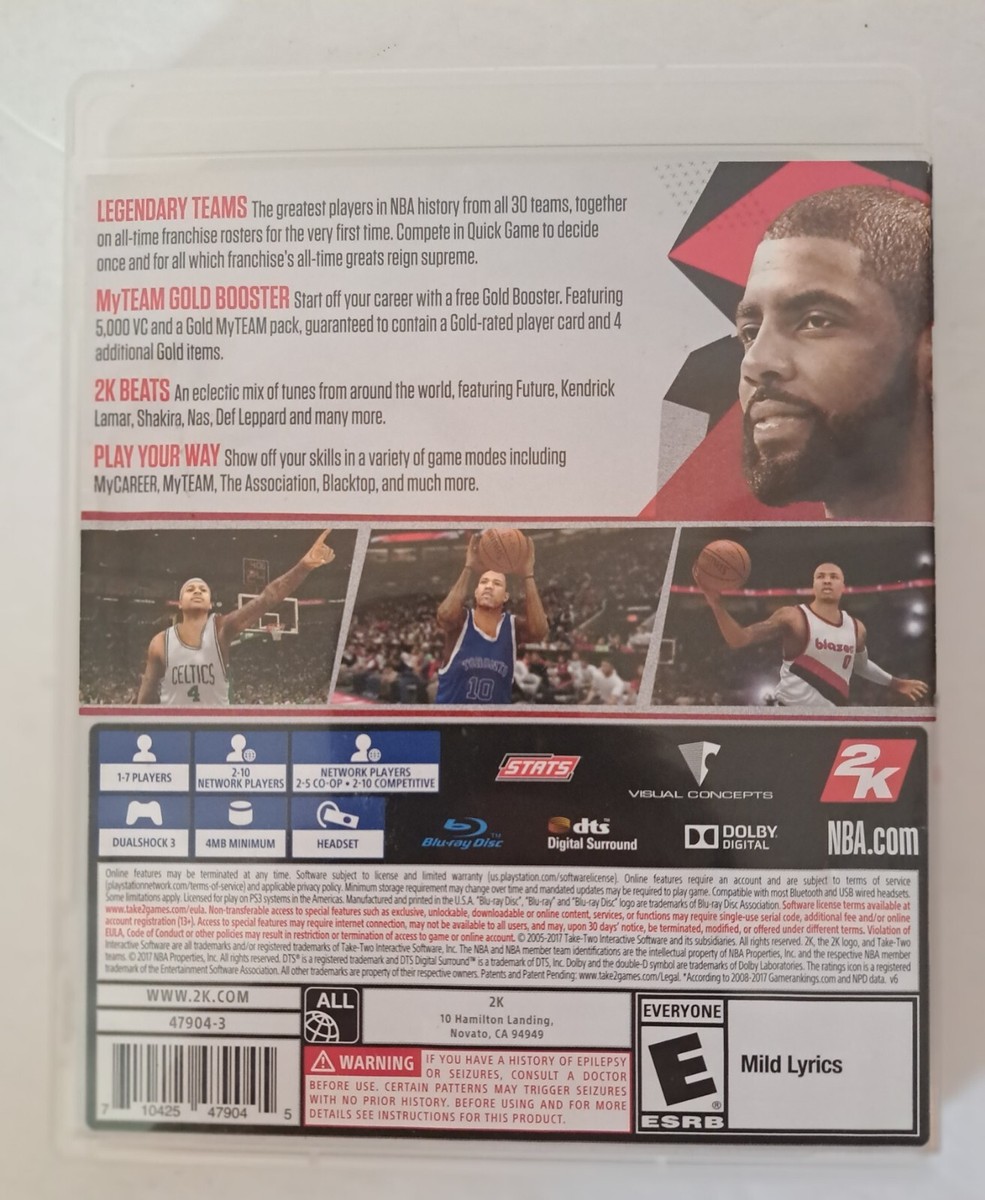 NBA 2K18 (Sony PlayStation 3, 2017) Complete in box. Nice Disc