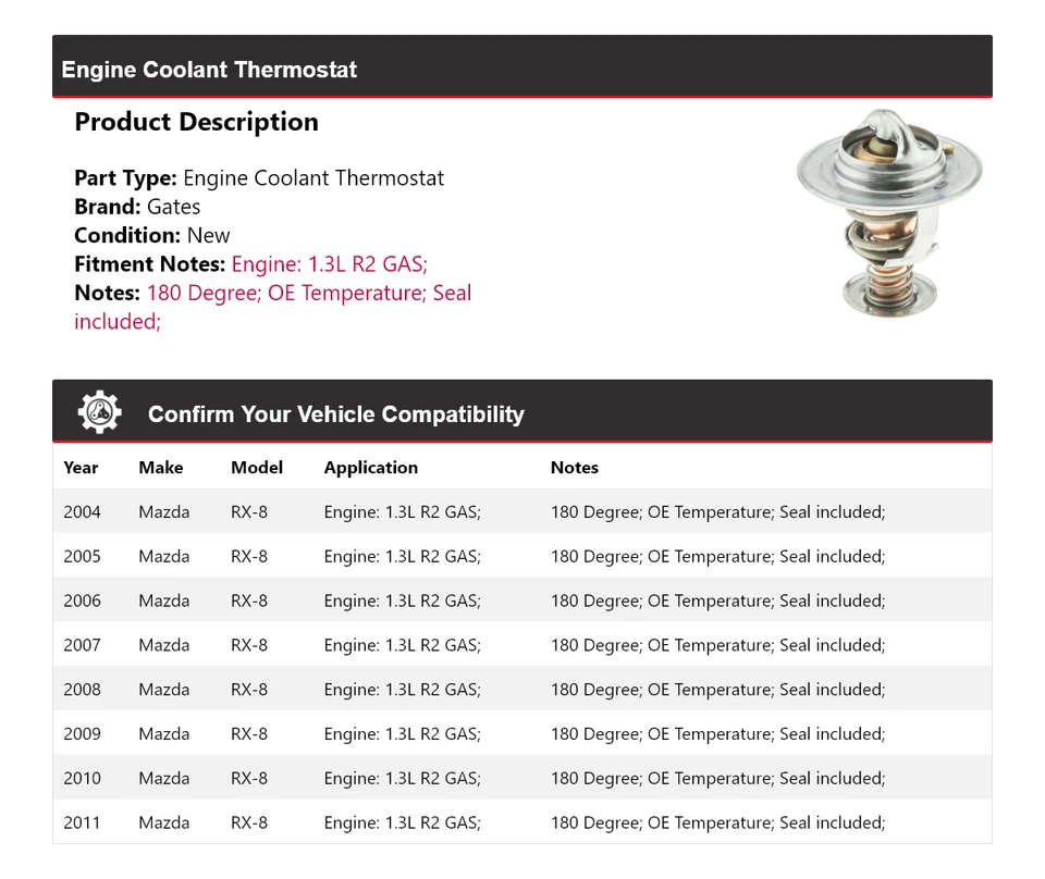 Для 2004-2011 Mazda RX-8 1,3 л R2 газовый двигатель охлаждающая жидкость термостат ворота 2005 2006 - Изображение 2 из 4
