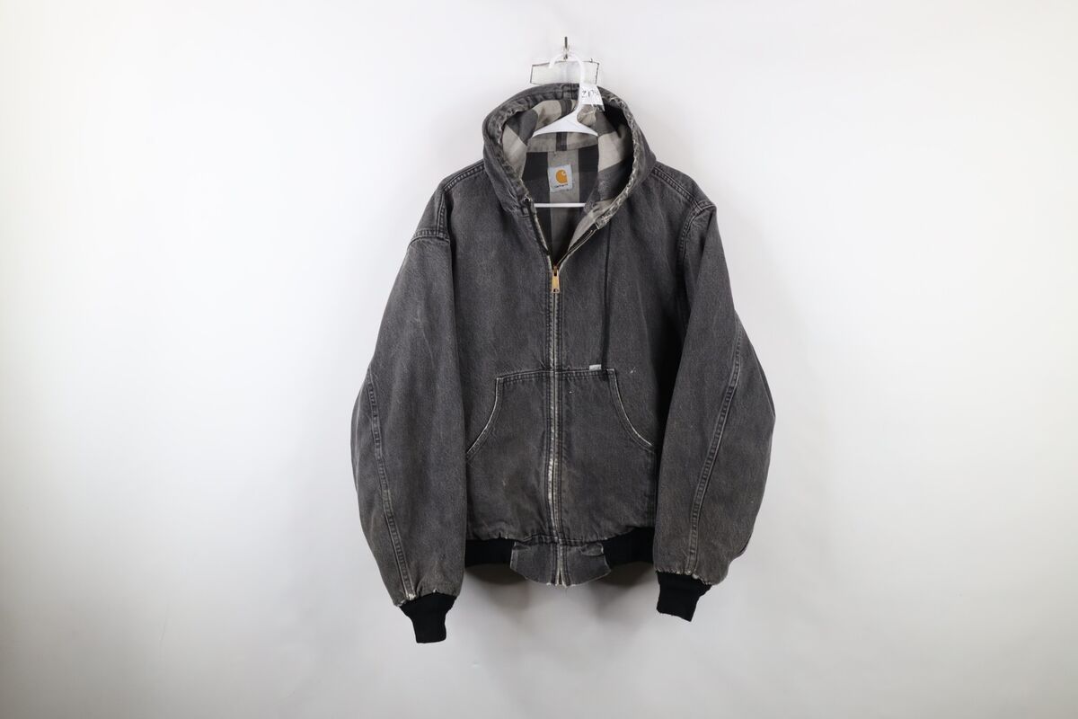 Vtg 90s Carhartt Mens 2XL Thrashed Flannel Lined Denim Vtg 90s Carhartt Mens 2XL Thrashed Flannel Lined Denim