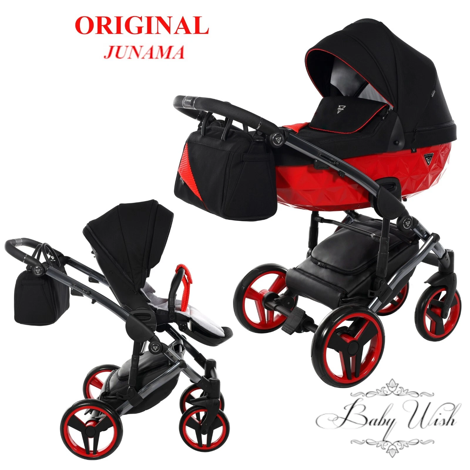 JUNAMA DIAMOND S LINE V2 BABY PRAM STROLLER 2in1 CARRYCOT + PUSHCHAIR