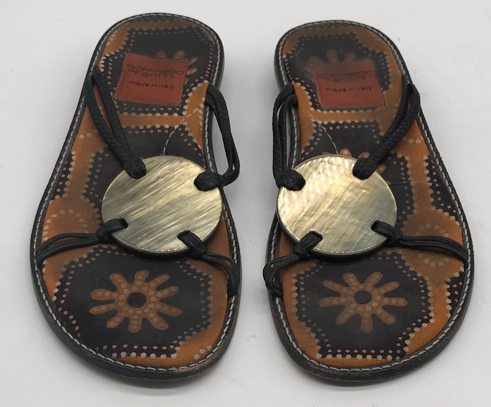 Goffredo Fratini brown leather flat sandal slides… - image 1