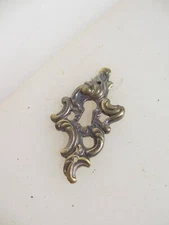 Vintage Brass Escutcheon Keyhole Plate Old Rococo Baroque Gold Gilt
