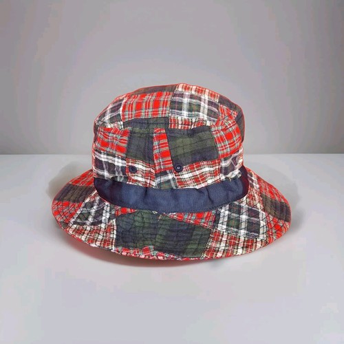 Tommy Hilfiger Quilted Bucket Hat Youth Kids Large/Xtra Large Plaid Navy Red - Picture 4 of 8
