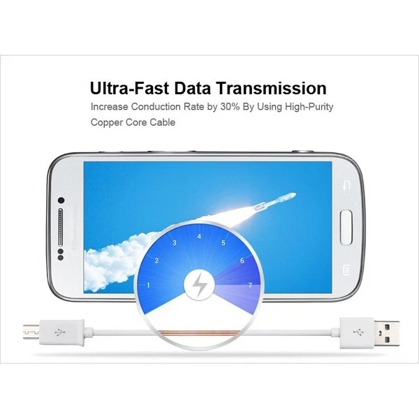 3x OEM MICRO USB FAST CHARGING CABLE CORD SYNC FOR ANDROID CELL PHONE 3FT WHITE - Image 4 of 4