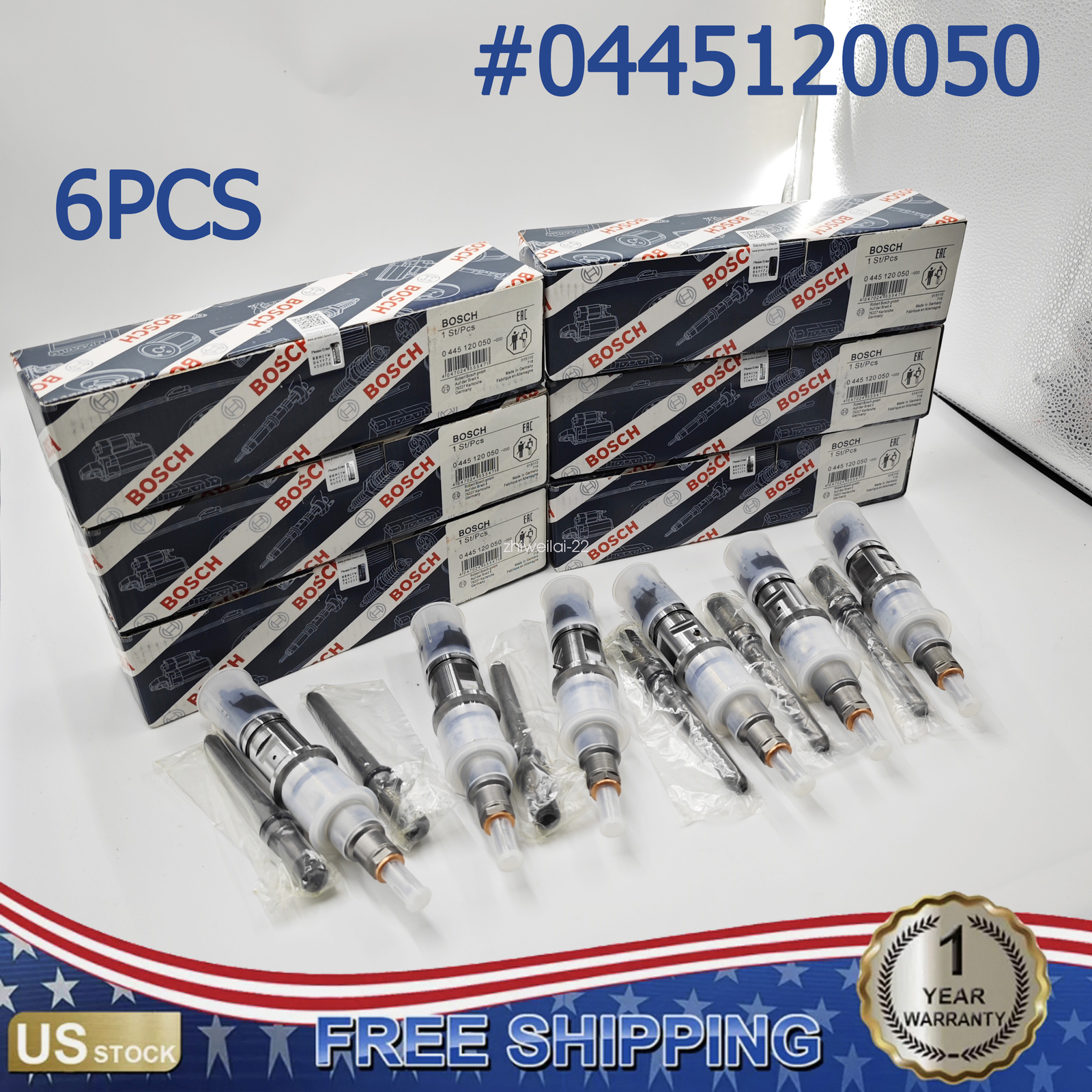 6PCS Genuine Fuel Injector 0445120050 for 07-12 Cummins Dodge Ram 2500 3500 6.7L Diesel