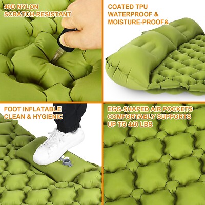 Colchoneta De Camping Autoinflable - Ultraligera, Inflado En 30 Segundos, Con Bolsa De Transporte, Color Verde