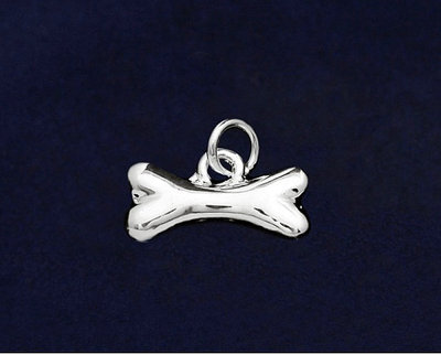 Sterling Silver-Plated Dog Bone 3D Charm - SALE BENEFITS RESCUE