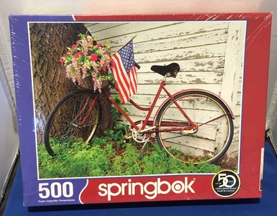 NEW Springbok's 500 Piece Jigsaw Puzzle Symbols of Summer Bicycle Flag Flowers