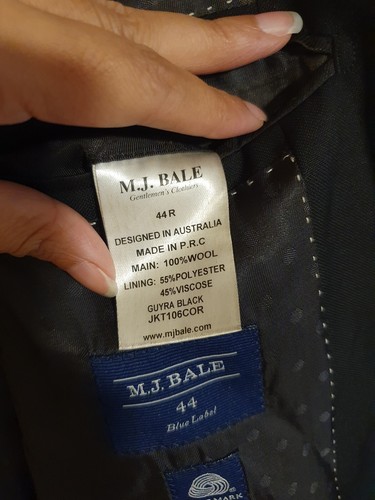 M.J Bale Black Wool Drop 8 Suit Tailored Jacket Blazer Sz 44 Perfect Condition - Picture 4 of 6
