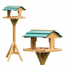 Garden Wooden Table Traditional Birds House Free Standing Bird Feeding Feeder UK