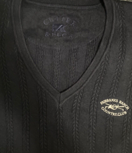 Cutter & Buck Mens Navy Blue Vest Sweater Large V Neck Knitted Pullover Cotton - Picture 5 of 5