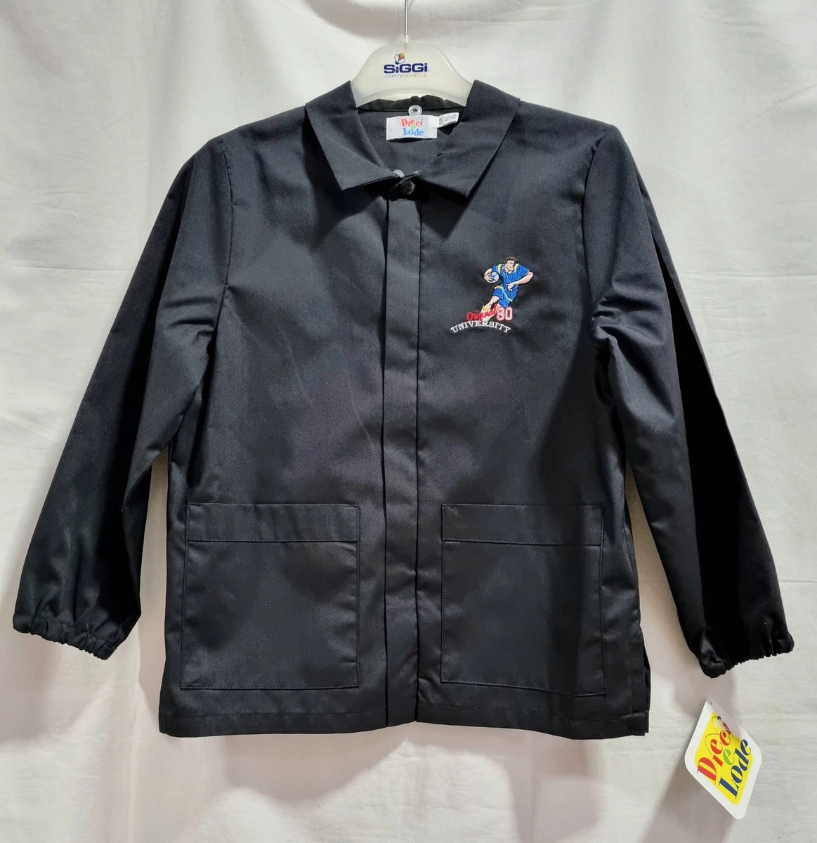 Siggi Grembiule E Casacca Per Asilo E Elementare, Bambino, Con Bottoni O Zip, Bianco/Blu/Quadretto Cielo, Taglie 2-15 Anni