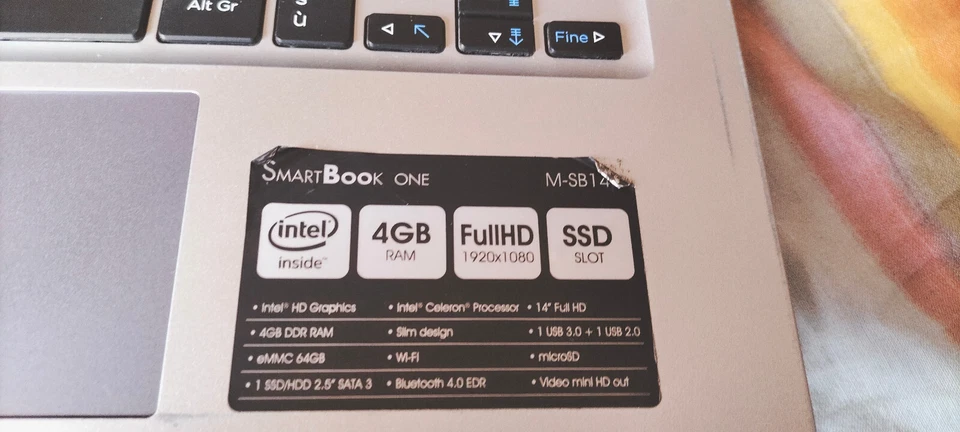 NOTEBOOK Mediacom SmartBook ONE 14" mod.MSB146 -leggi bene- - Immagine 2 di 4