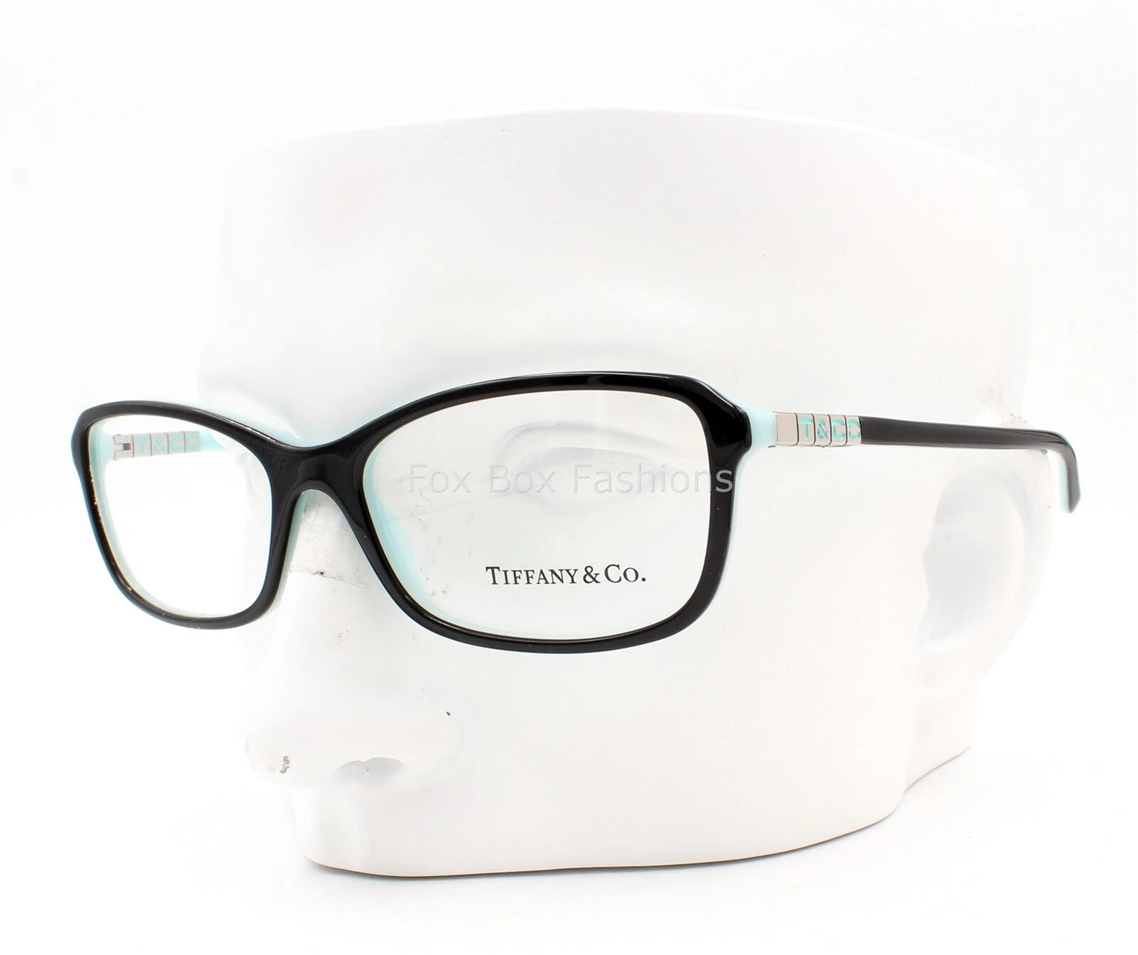 Tiffany & Co TF 2075 8055 Eyeglasses Glasses Black on Blue Silver Logo 53 16 140
