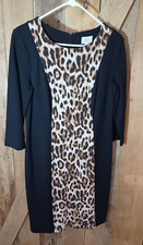 Chicos Dress Womens 0.5 US 6 Avery Black So Slimming Leopard Print Ponte Shift