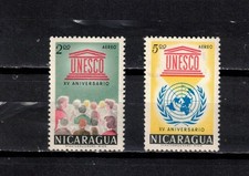 S59645 Nicaragua 1962 MNH** UNESCO Lot De 2 Timbres Neufs Non Linguellés