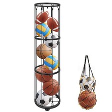 CROSDE 3-Layer Vertical Ball Storage Rack Wall Mount Basketball Football Volleyb