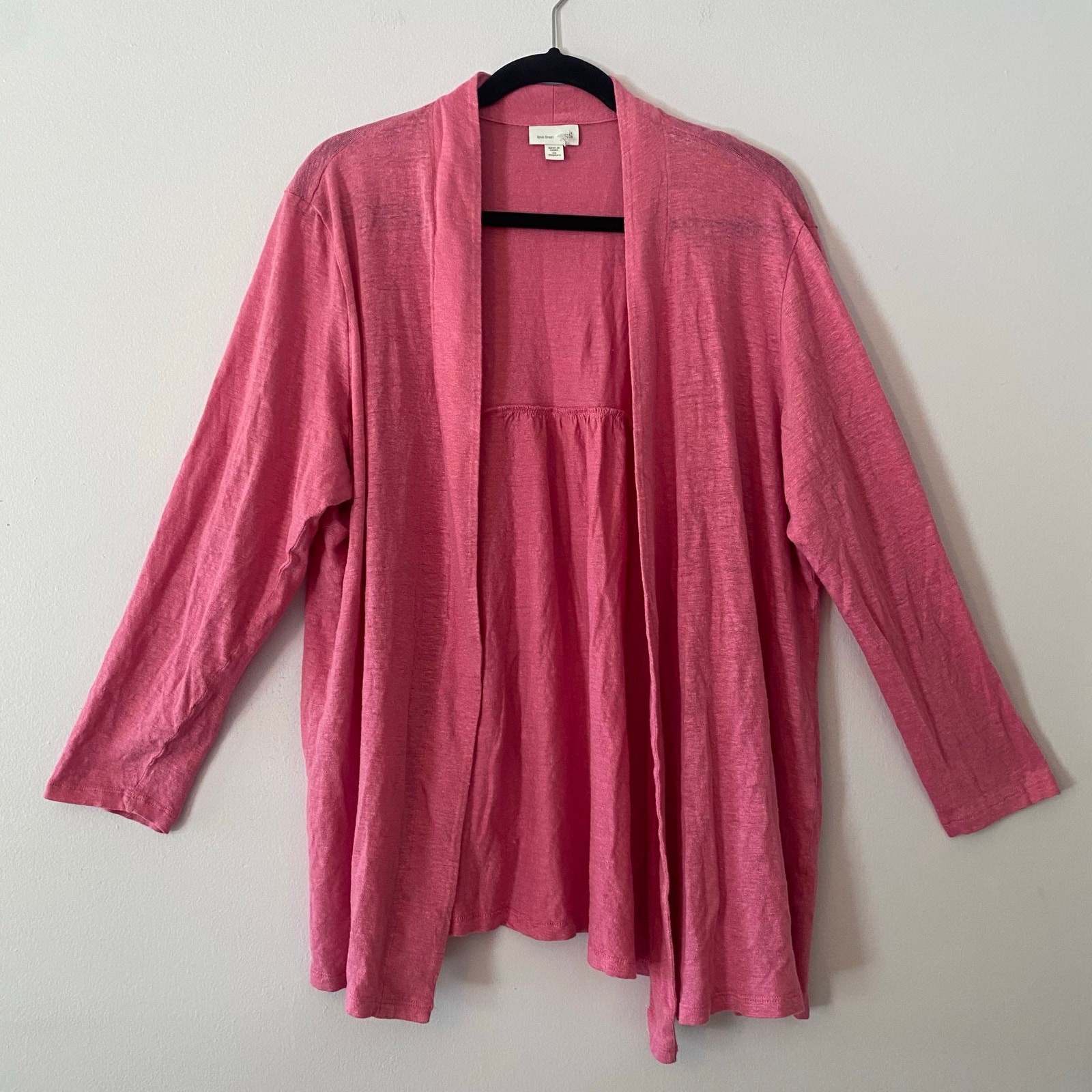 J. Jill Pink Cardigan Sweater 100% Linen Minimalist Lightweight Women's size 2X