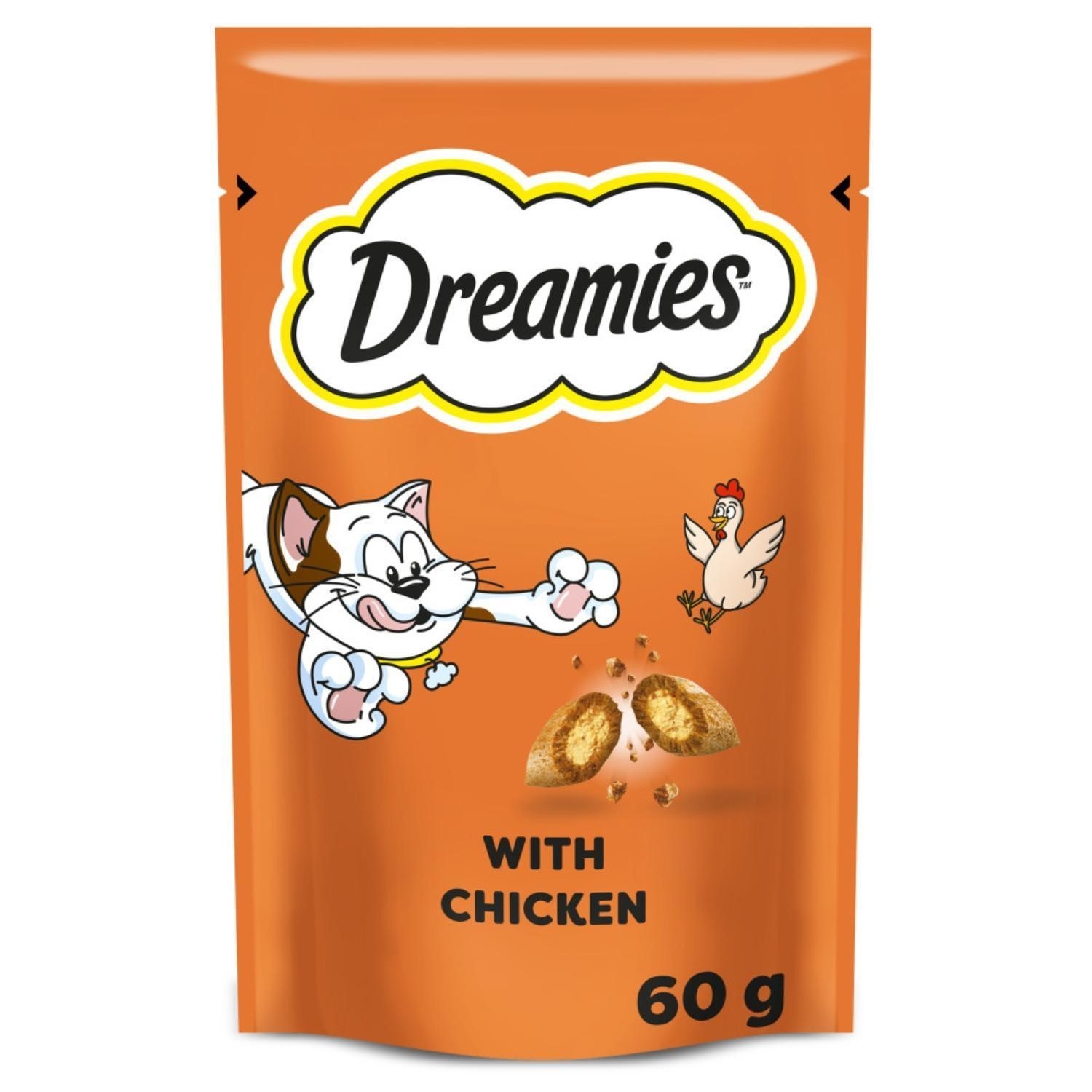 8 x 60g Dreamies Adult 1+ Cat Treats Chicken Cat Biscuits (480g)