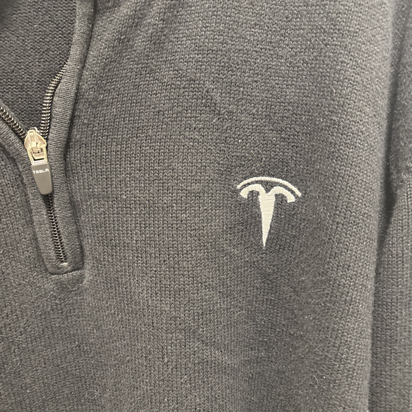 Tesla Motors Quarter Zip Sweater Mens Black Rare Size 4X-XXXXL image 2
