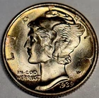 * 1939-d*SUPERB GEM BU FBTONED SILVER MERCURY DIME * FRESH FROM ESTATE