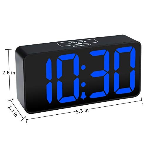 DreamSky Compact Digital Alarm Clock with USB Port for Charging, 0-100%