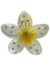 Hair Accessories Claw Clips for Women Large White Hawaiian Flower embellished