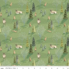 Woodland in Green | Santa's Tree Farm | Riley Blake
