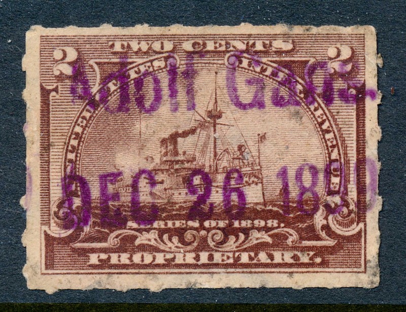 99c Start! US Revenue Stamp Battleship RB27 Adolf Gans cancel