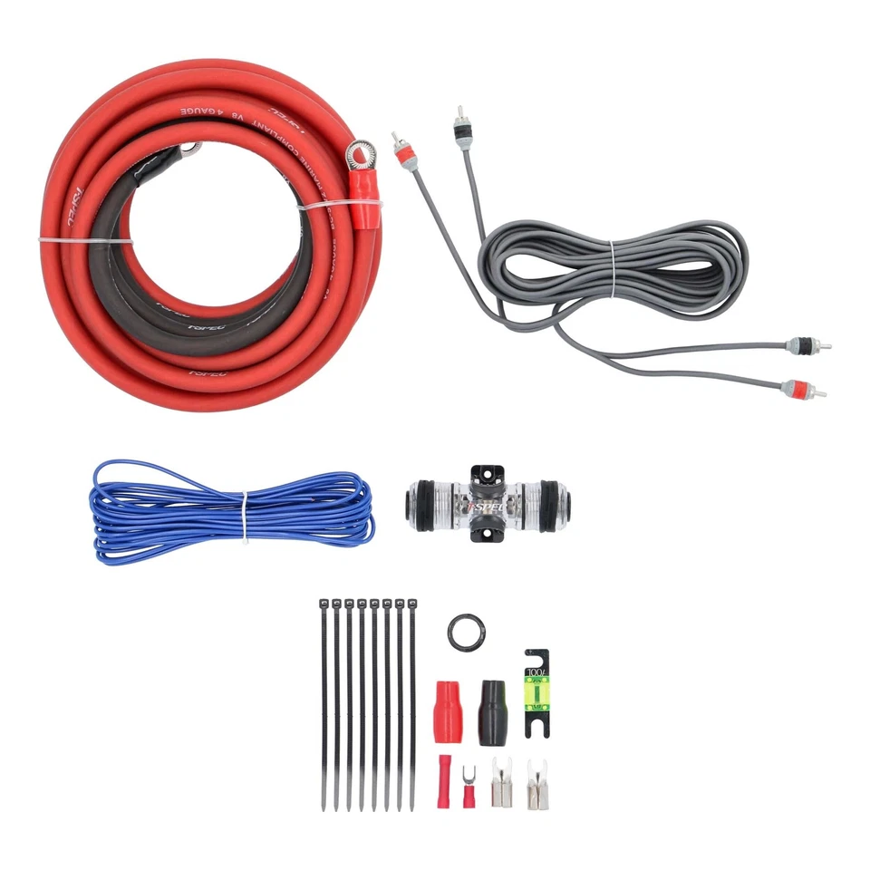 KIT DE CABLEADO AMPLIFICADOR 1500W T-SPEC V8 4 AWG 100% OFC (COBRE LIBRE DE OXÍGENO) con RCA Foto 3 de 4