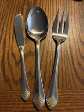 3 Piece Wallace ST REGIS 18/8 Stainless Flatware Serving Glossy W/Gold Accent