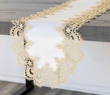 Lace Table Runner Gold European Antique Jacquard Fabric Doily 16Wx34L