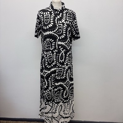 White Stuff Rua Midi Dress Size 12 Regular Black White Jersey Shirt Pockets New