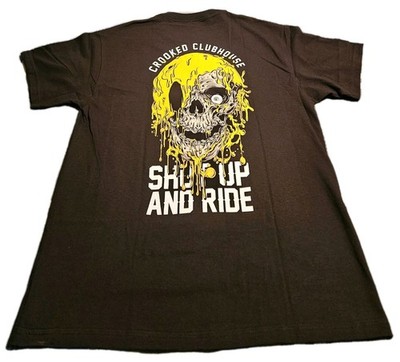 Crooked Clubhouse Have A Nice Ride/Shut Up & Ride Melting Skull Black T-Shirt Lg