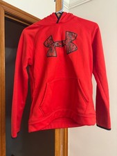 Under Armour Hoodie Large Youth Red Loose Coldgear Sweatshirt Boys YLG