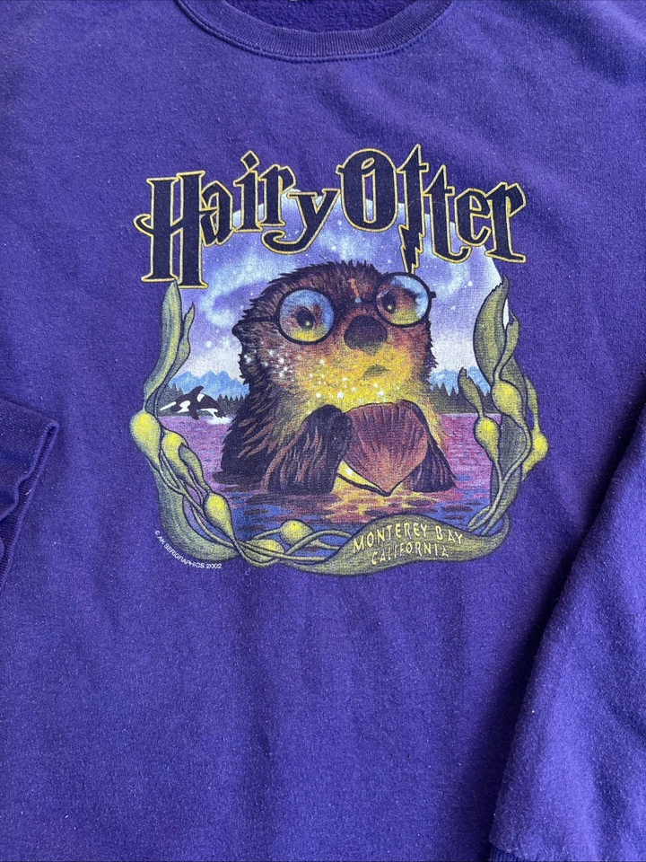 Sudadera De Colección Peluda Otter Talla L Púrpura Cuello Redondo 2002 Harry Potter Foto 3 de 4