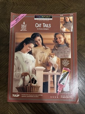 1993 Tulip Colorpoint Paint stitching Cat Transfer Book With Bonus Cat Appliqué