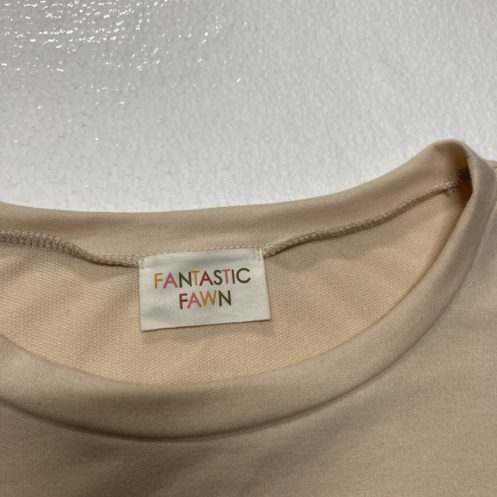 Cream Colored Patchwork Crew-neck Shirt With Sequ… - image 3